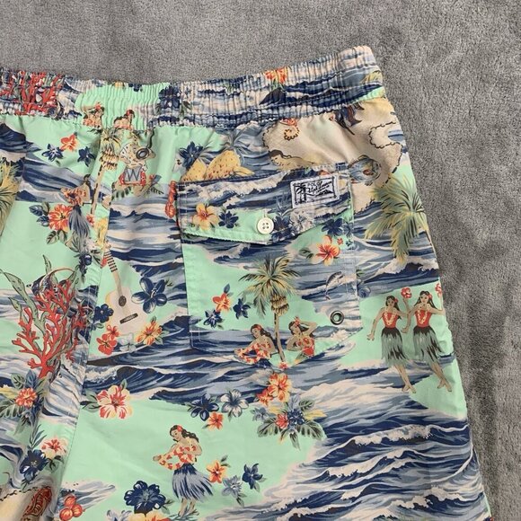 Polo Ralph Lauren Shorts Mens Large Swim Trunks Lined Hawaiian Floral Hula Girls - Picture 10 of 10
